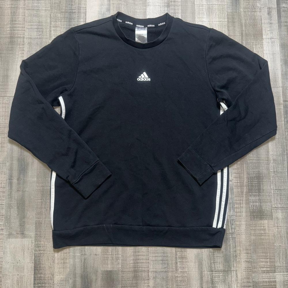 adidas Pullover Jumper Top Size Large Mens Black Long Sleeve Logo